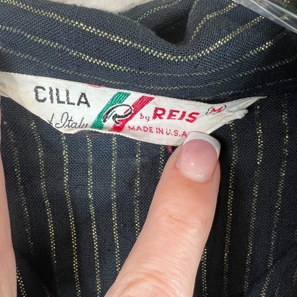 R by Reis Crop Top Size Medium Navy Striped Short Sleeve Distressed Boxy Vintage - Picture 6 of 10